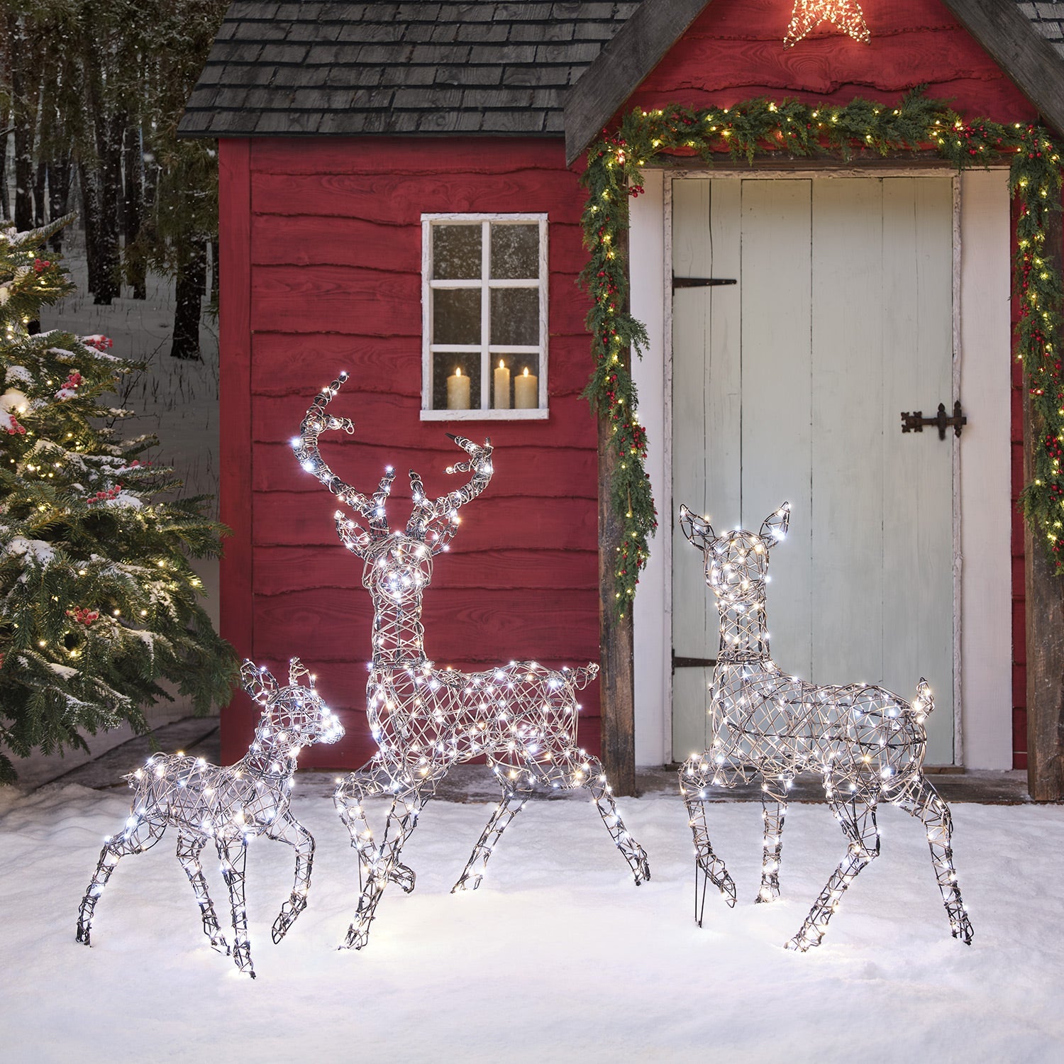 Dual LED Studley Light Up Reindeer Family
