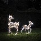Dual LED Studley Doe & Fawn Light Up Reindeer Duo