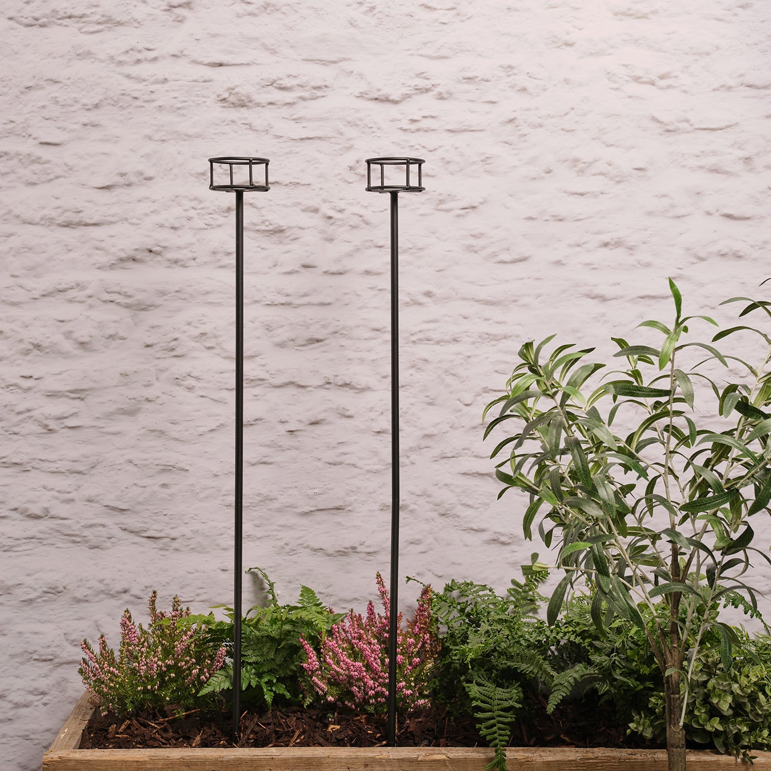 Set of 2 Adjustable Outdoor Candle Stakes