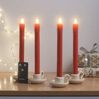 4 Red LED Taper Candles