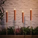 4 TruGlow® Terracotta Coloured Solar Tiki Torches