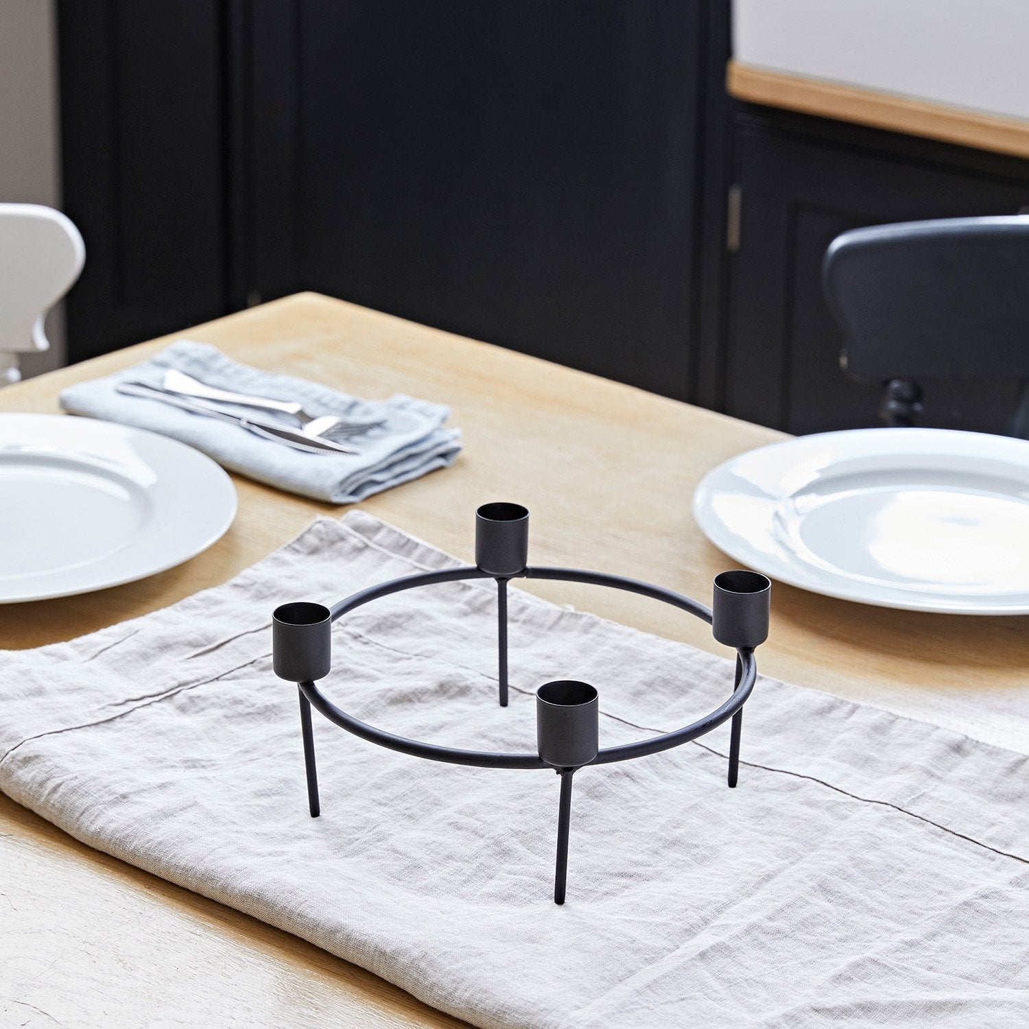 4  TruGlow® Remote Control LED Taper Candles & Table Candle Holder