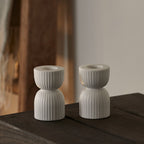 2 Matte White Ceramic Taper Candle Holders