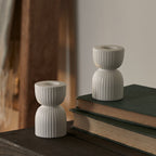 2 Matte White Ceramic Taper Candle Holders