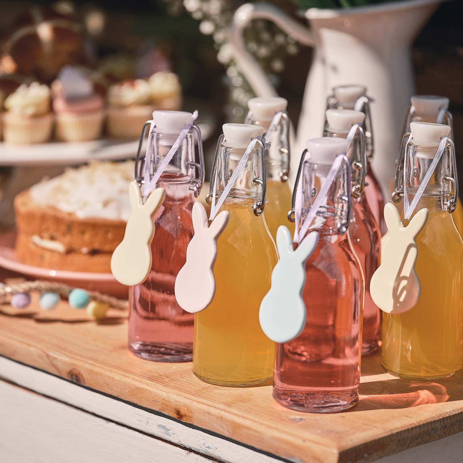 6 Pastel Ceramic Bunny Hanging Decorations