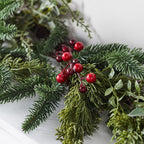 2m Pre Lit Pine & Red Berry Christmas Garland