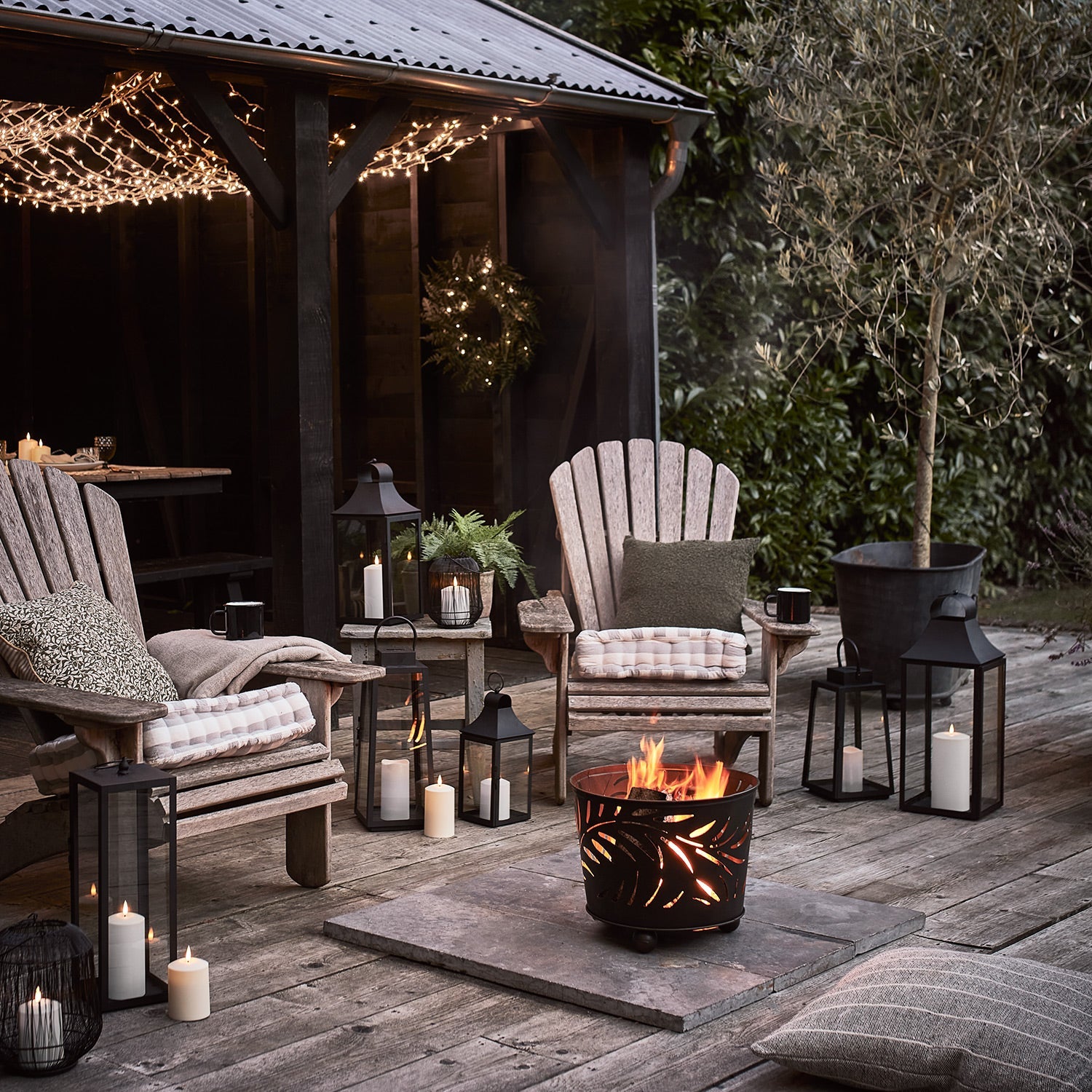 25cm Albury Black Garden Lantern with TruGlow® Candle