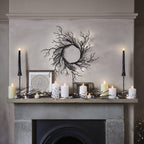 40cm Pre Lit Black Twig Halloween Wreath