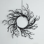 40cm Pre Lit Black Twig Halloween Wreath