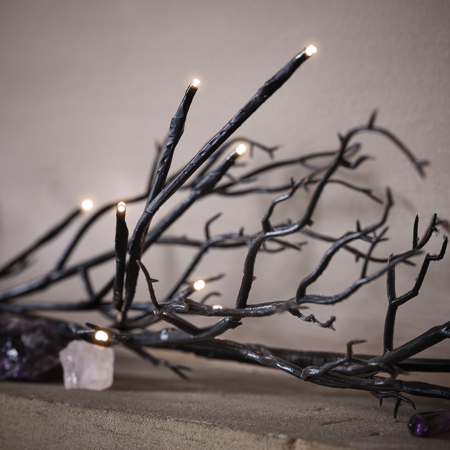 1.5m Pre Lit Black Twig Halloween Garland