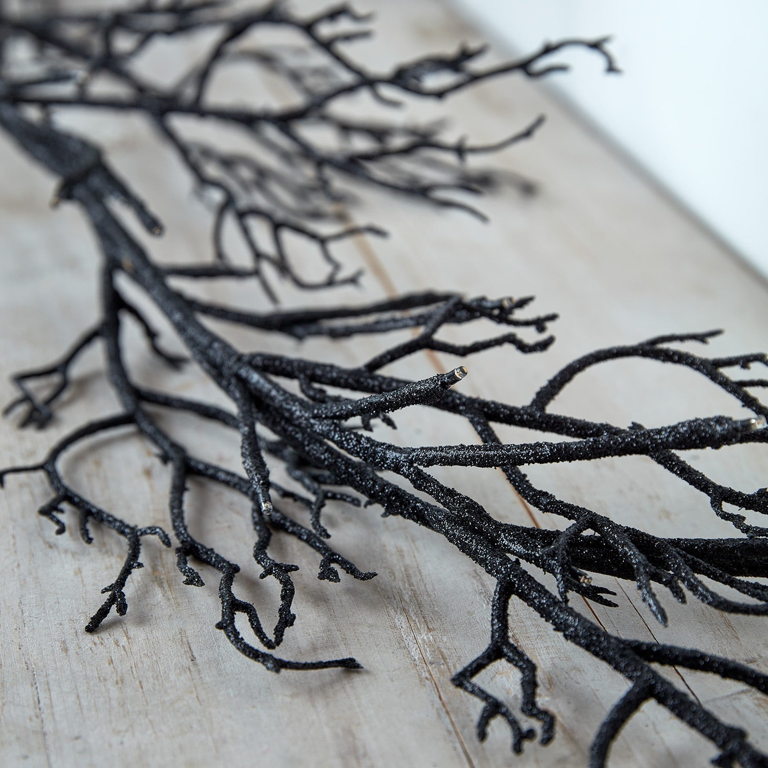 1.5m Pre Lit Black Twig Halloween Garland