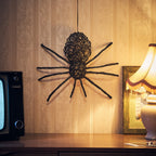 Rattan Black Spider Light Up Halloween Figure