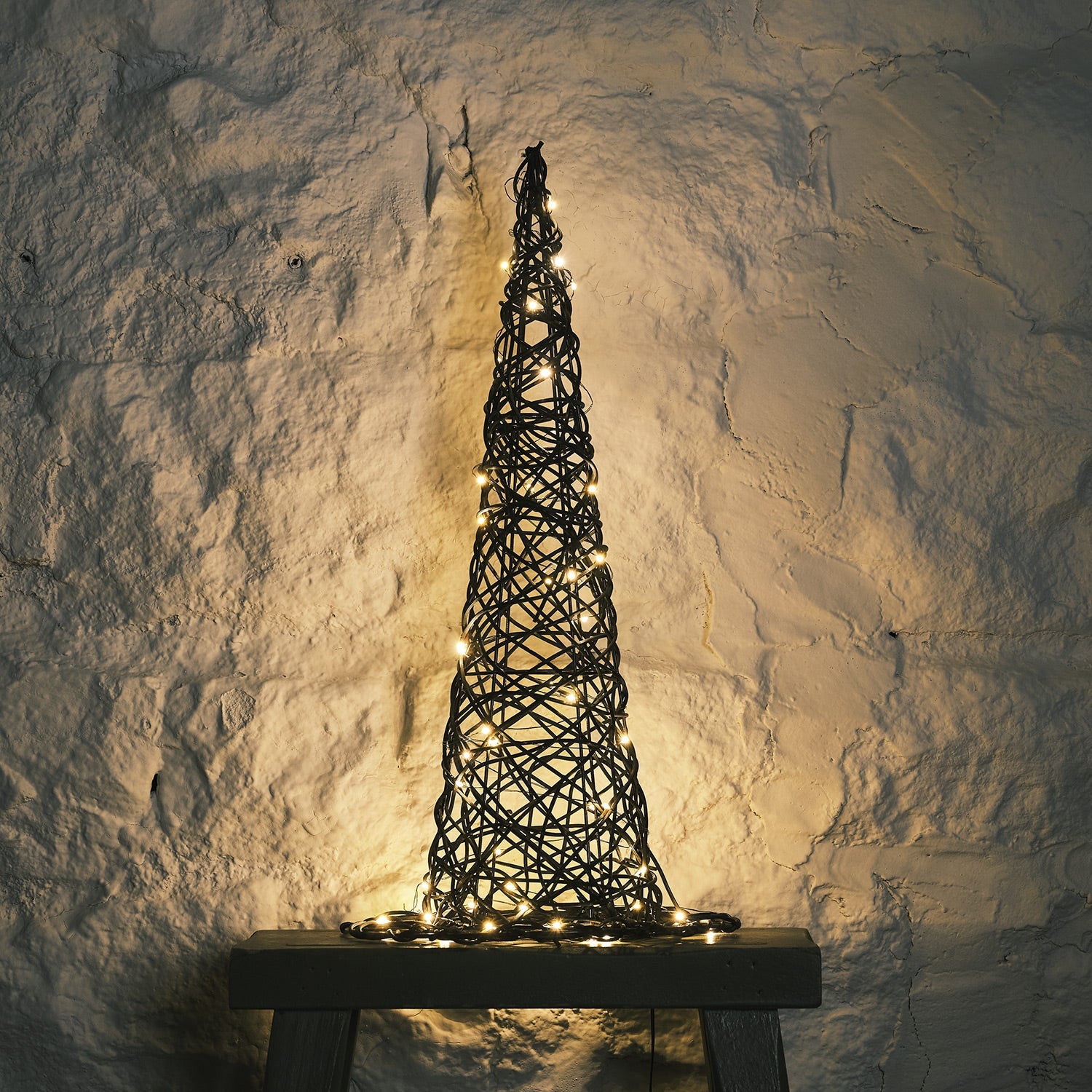 Rattan Black Witches' Hat Light Up Halloween Figure