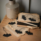 3 Halloween Tree Stake Lights & Black Bat Hanging Decorations Bundle