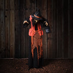 1.6m Animated Witch with Candy Bag Halloween Decoration