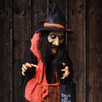 1.6m Animated Witch with Candy Bag Halloween Decoration