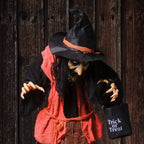 1.6m Animated Witch with Candy Bag Halloween Decoration
