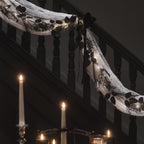 Pre Lit Black Foliage Halloween Wreath & Garland