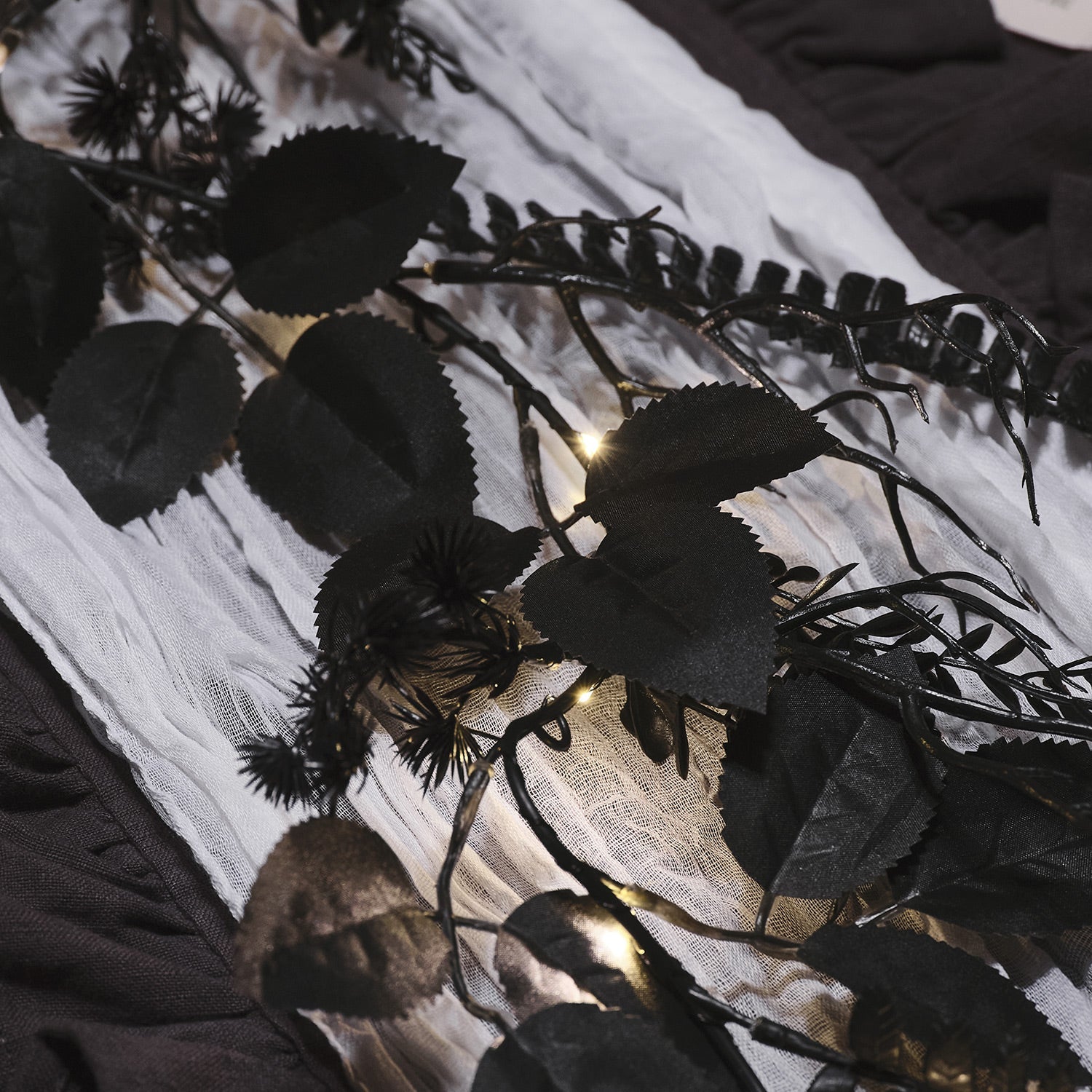 1.8m Pre Lit Black Foliage Halloween Garland