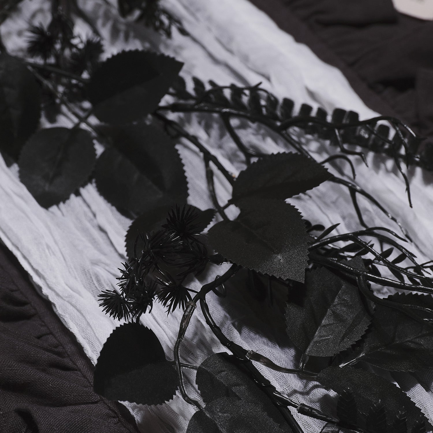 1.8m Pre Lit Black Foliage Halloween Garland