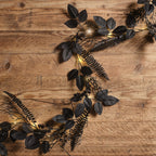 1.8m Pre Lit Black Foliage Halloween Garland