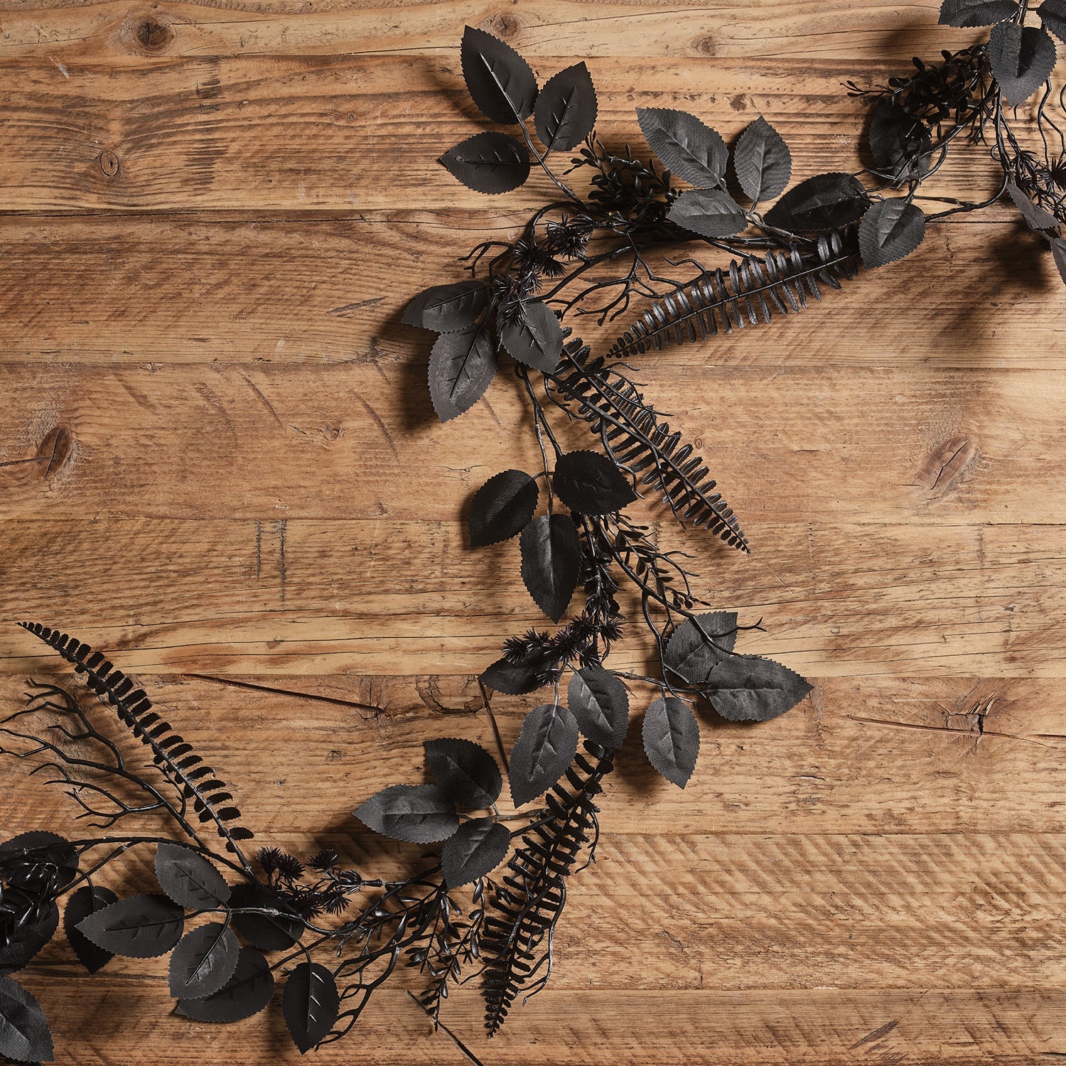 1.8m Pre Lit Black Foliage Halloween Garland