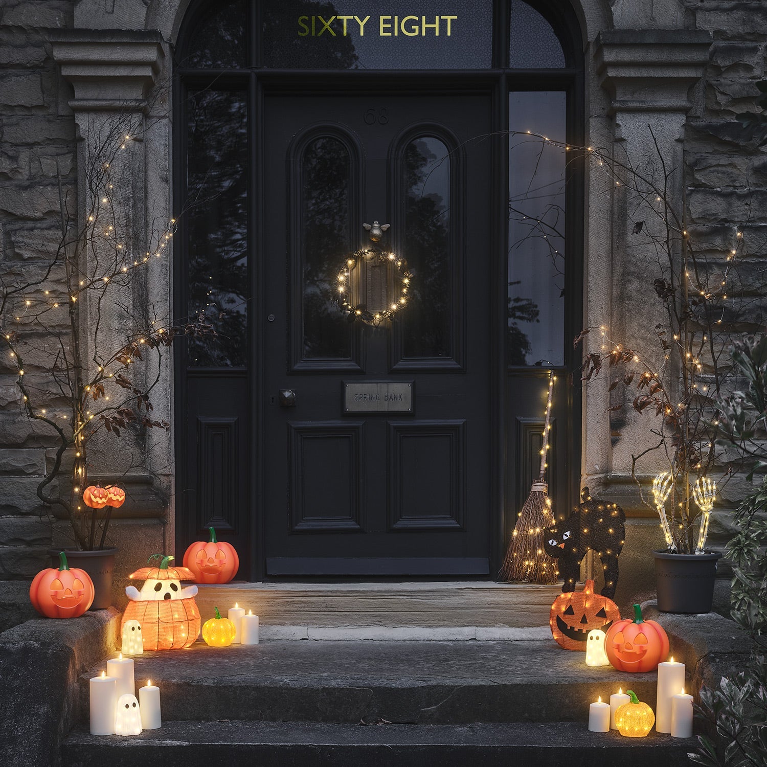 Halloween Cat & Pumpkin Outdoor Stake Light