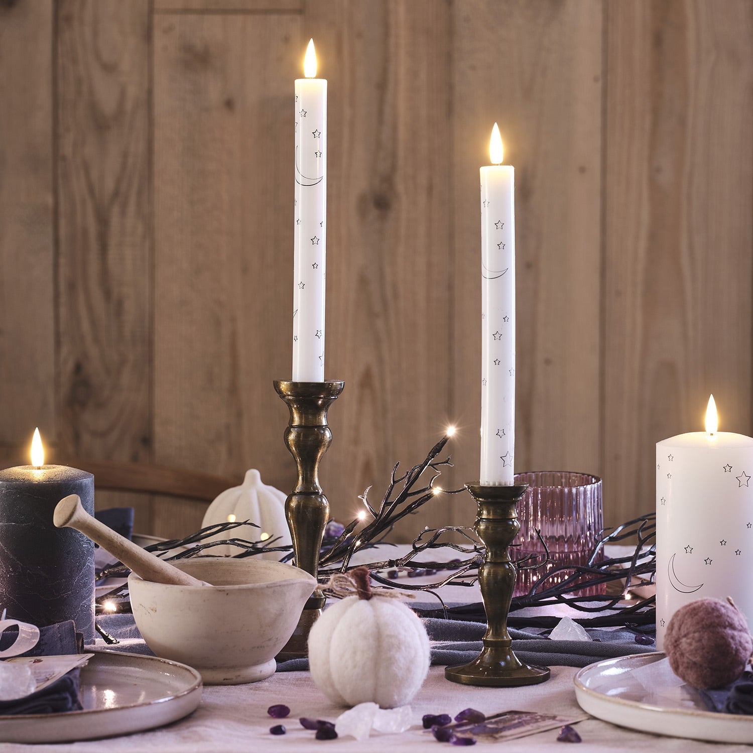 2 Moon & Star Design TruGlow® Taper LED Candles