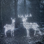 1.3m Large Harlow Rattan Doe Dual Colour LED Light Up Reindeer
