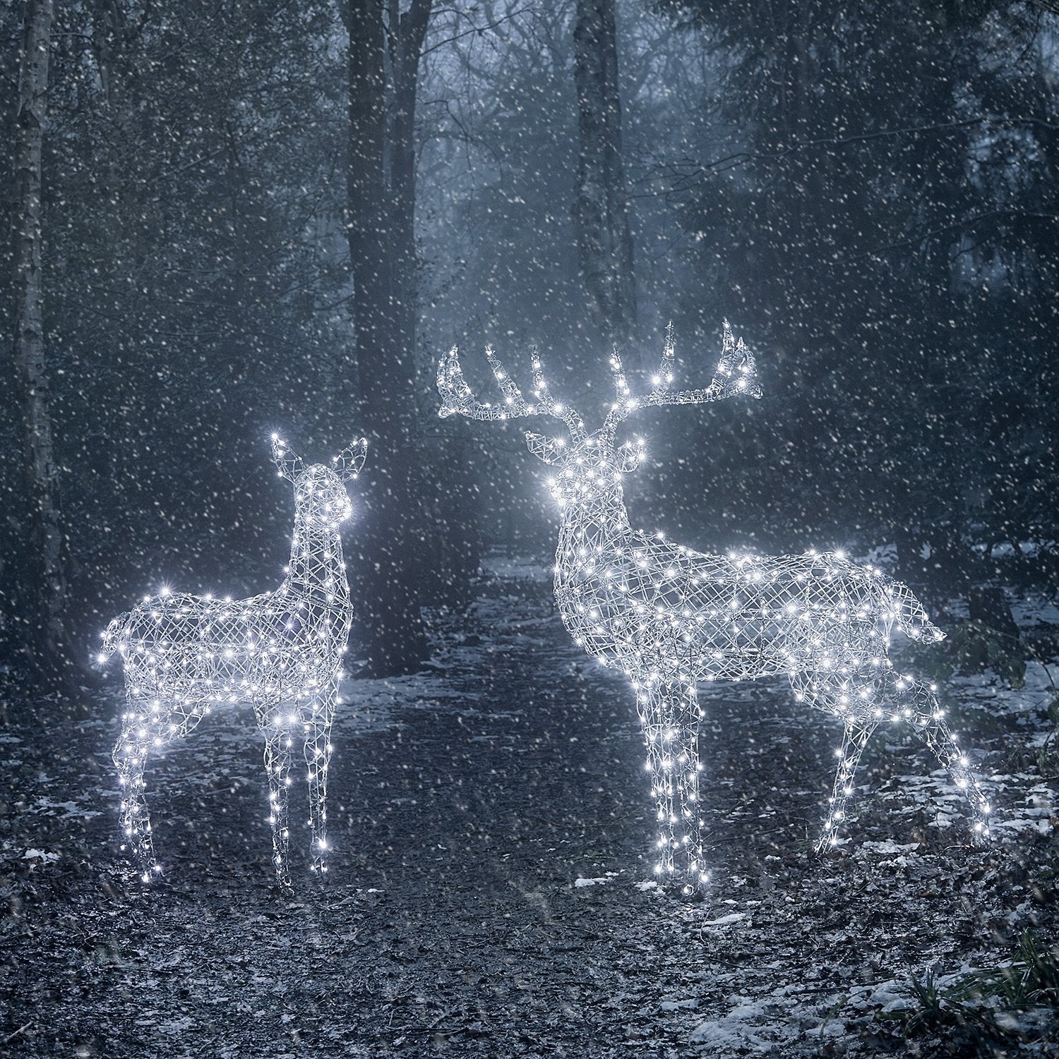 1.3m Large Harlow Rattan Doe Dual Colour LED Light Up Reindeer