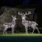 1.3m Large Harlow Rattan Doe Dual Colour LED Light Up Reindeer