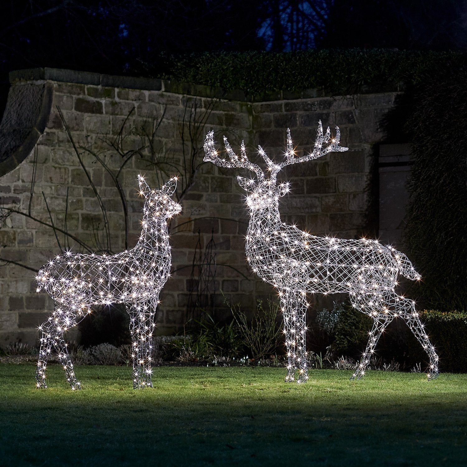 1.3m Large Harlow Rattan Doe Dual Colour LED Light Up Reindeer