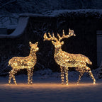1.3m Large Harlow Rattan Doe Dual Colour LED Light Up Reindeer