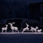 1m Regular Harlow Rattan Doe & Fawn Dual Colour LED Light Up Reindeer Duo