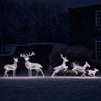 Large Harlow Rattan Stag & Doe Dual Colour LED Light Up Reindeer Duo
