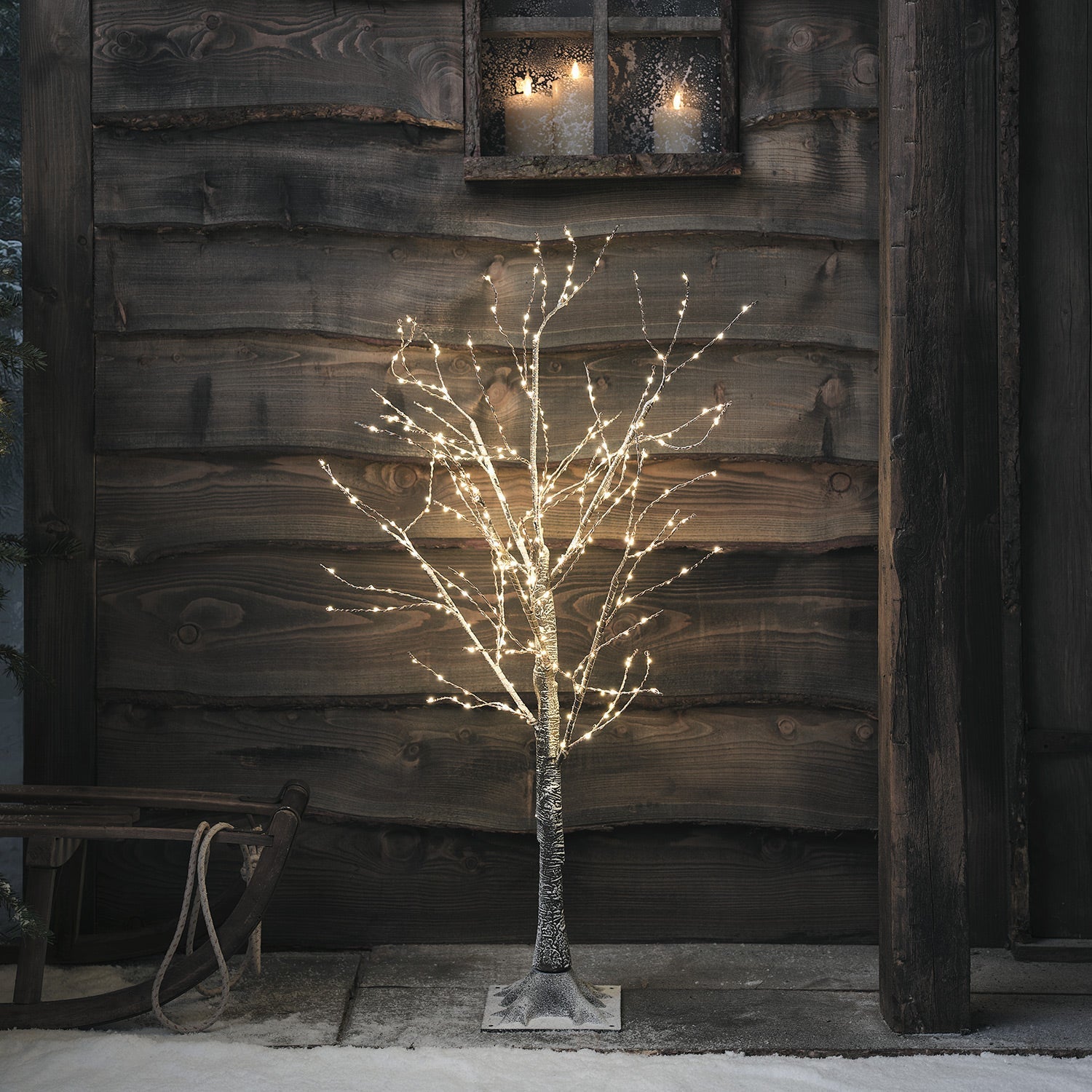 1m Pre Lit Snowy Winter Micro Light Tree