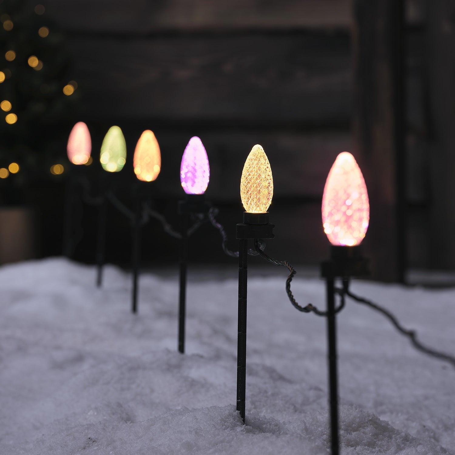 20 LED Multi Coloured Connectable Lights with Ground Stake