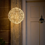 28cm Wire Wrapped LED Hanging Orb Light Duo