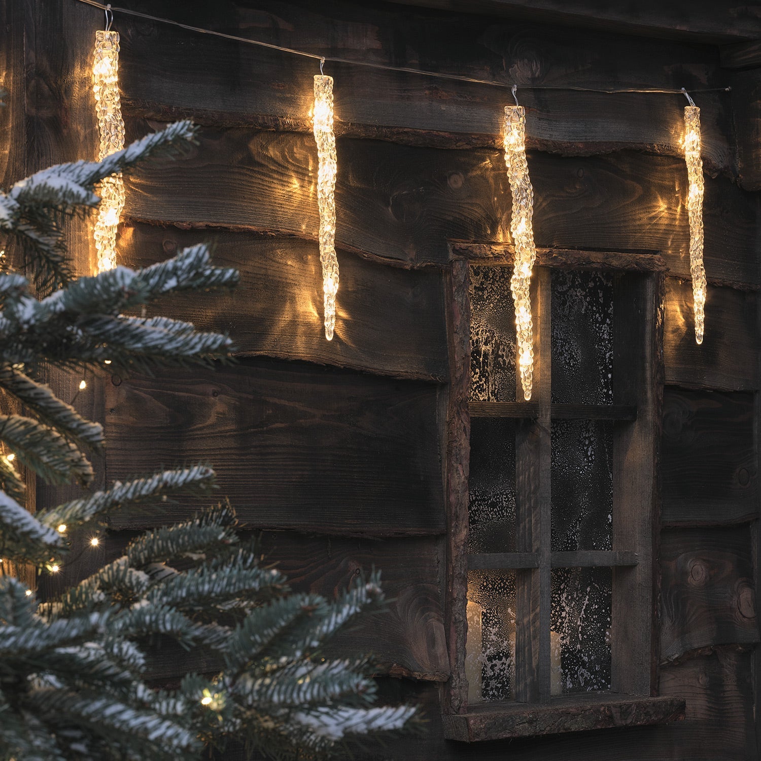 Set of 10 Warm White Acrylic Icicle Lights