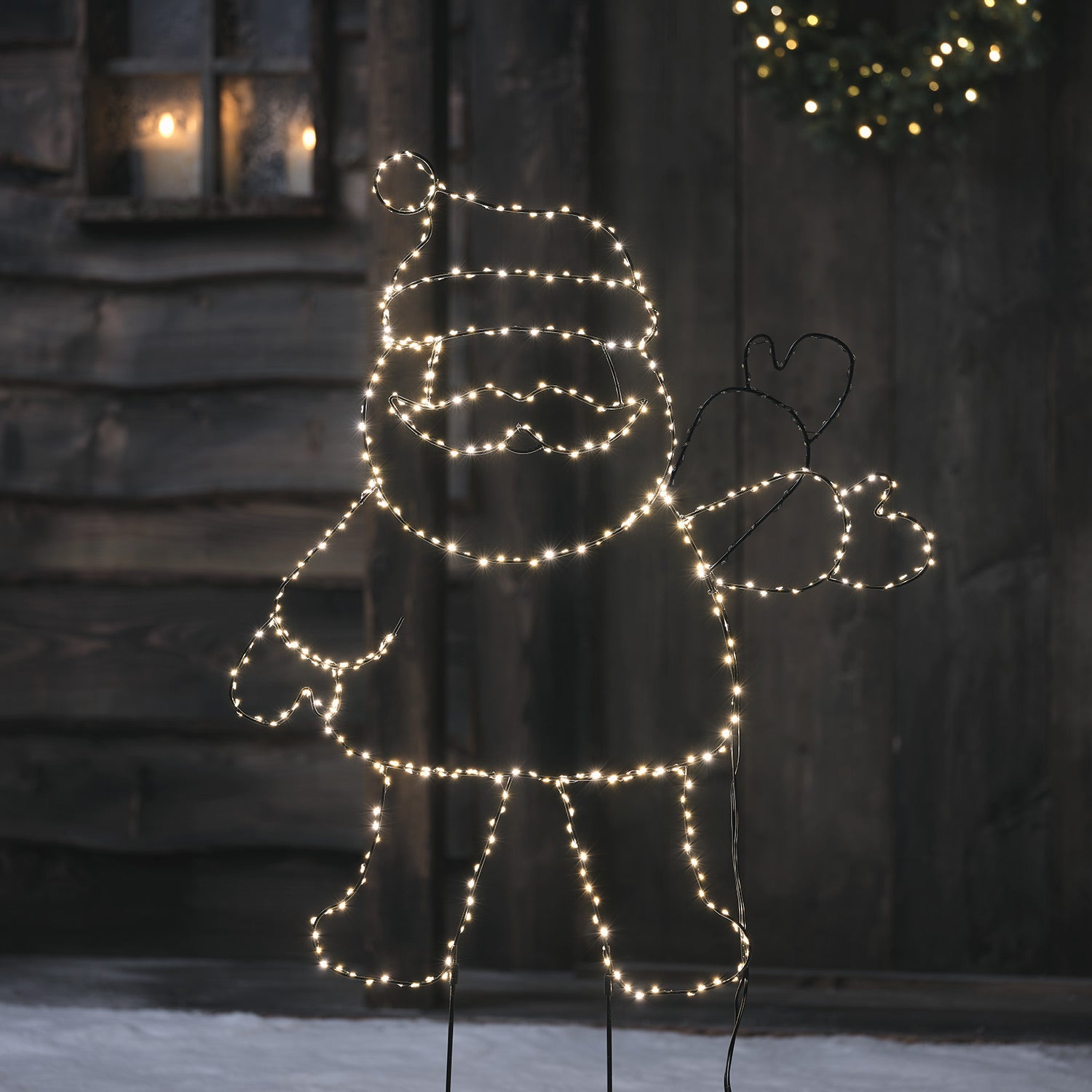 Santa Claus Outline Micro LED Stake Light Duo