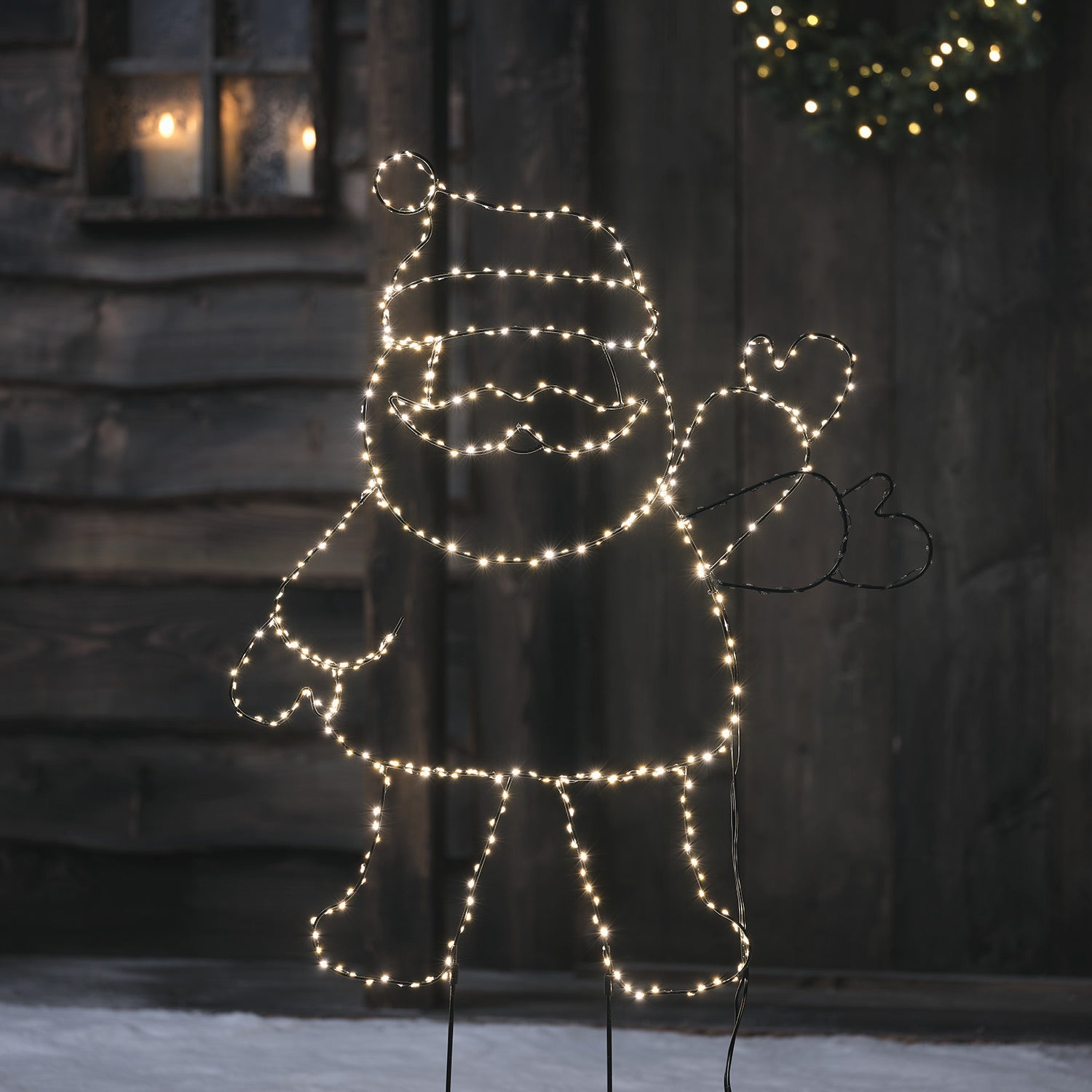 Santa Claus Outline Micro LED Stake Light Duo