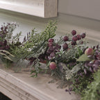 1.8m Pre Lit Purple Berry Heart Garland