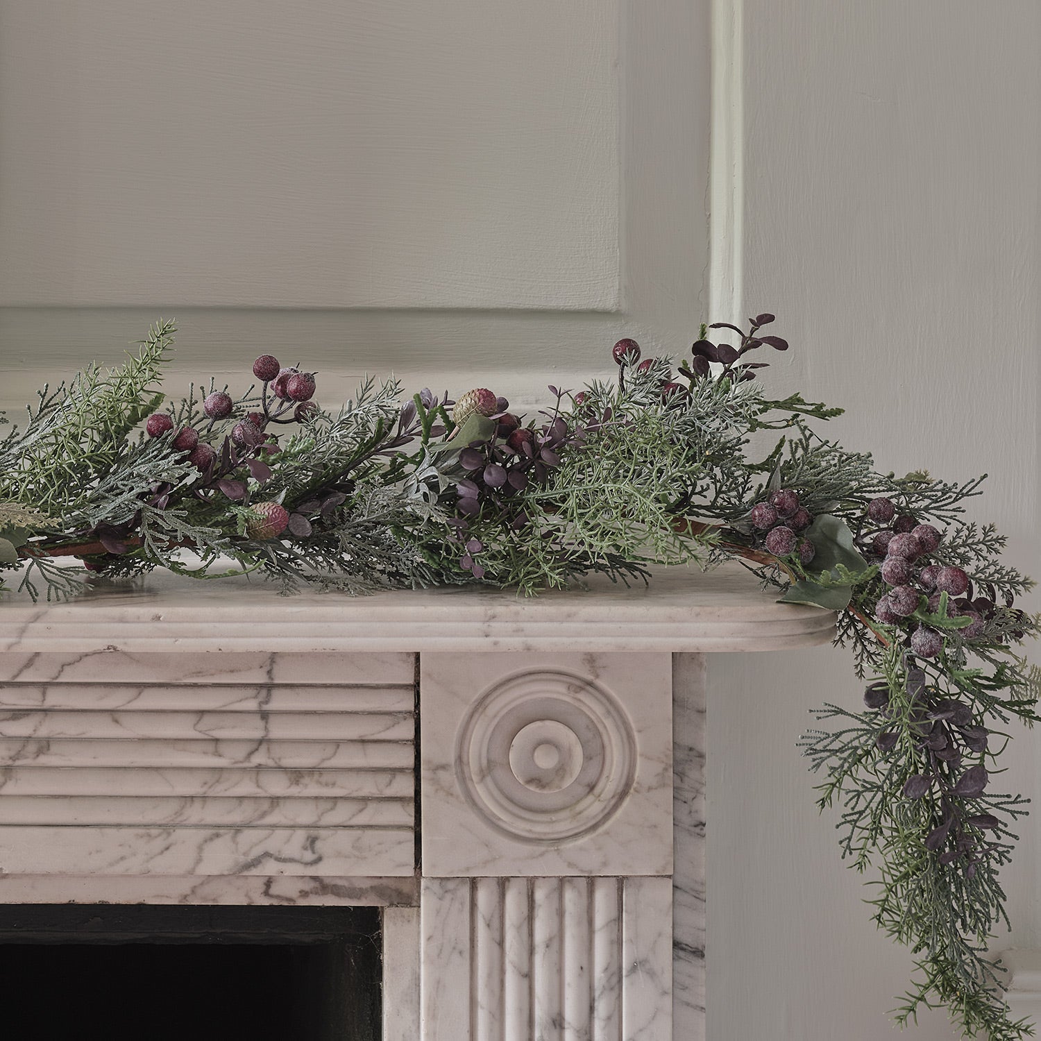 1.8m Pre Lit Purple Berry Heart Garland