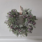 40cm Pre Lit Purple Berry Heart Wreath