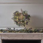 40cm Pre Lit Purple Berry Heart Wreath