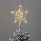 Beaded Silver Star Micro LED Christmas Tree Topper