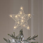 Beaded Silver Star Micro LED Christmas Tree Topper