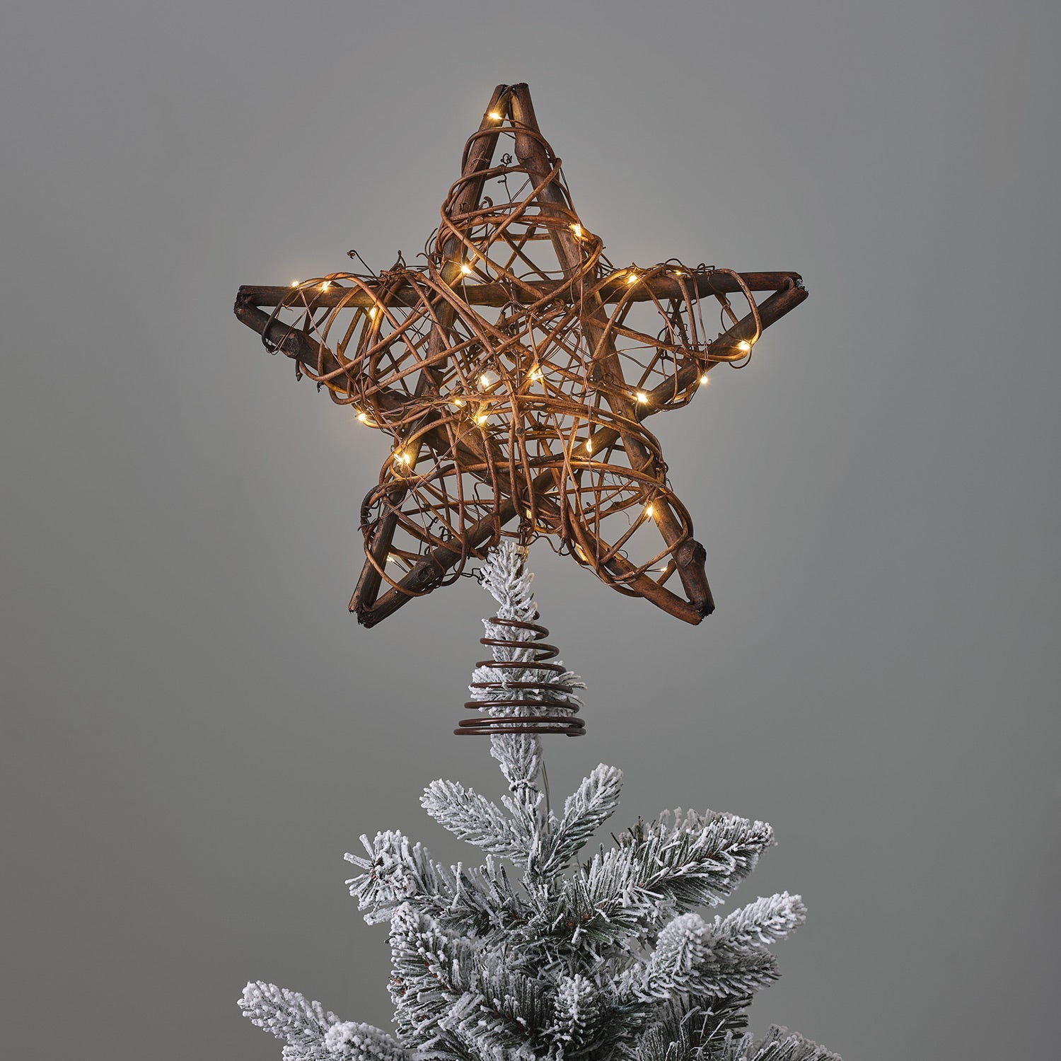 Rattan Star Micro LED Christmas Tree Topper