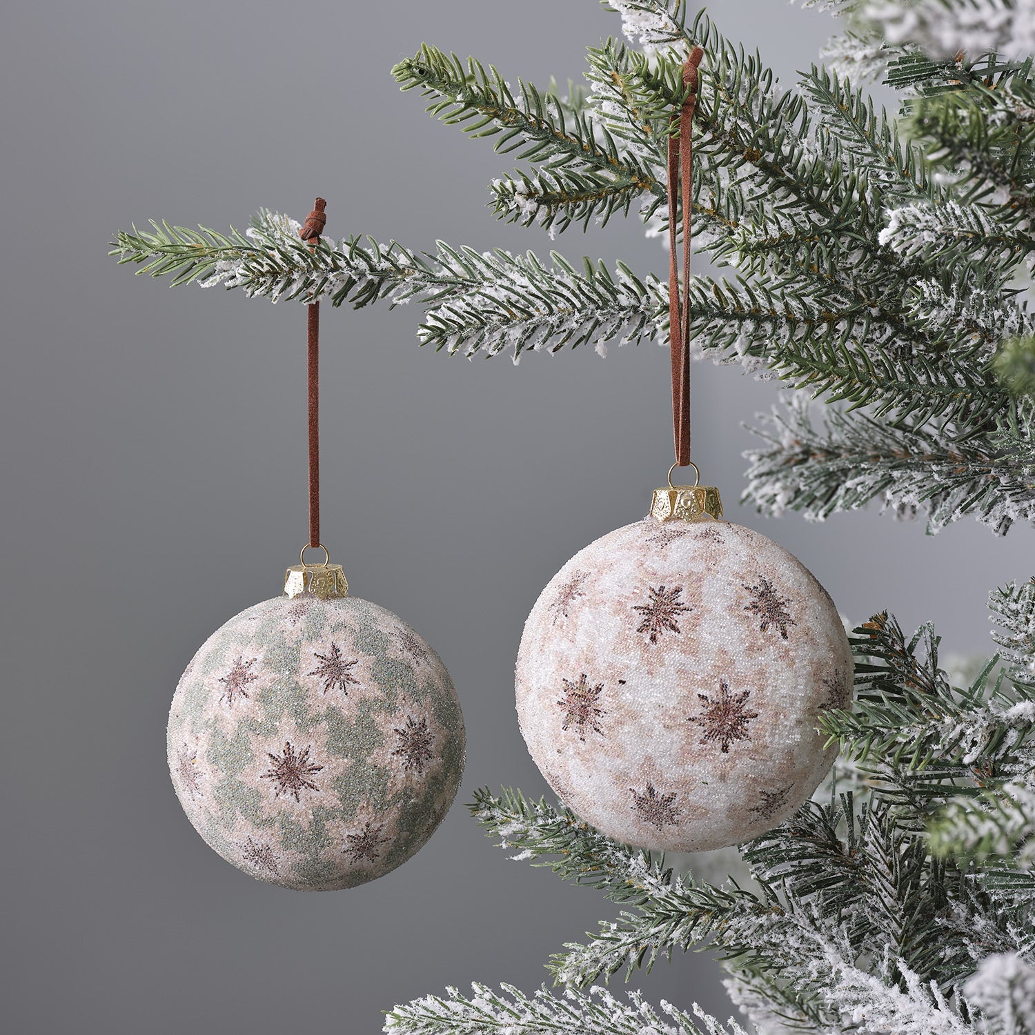 Set of 2 Painted Christmas Baubles