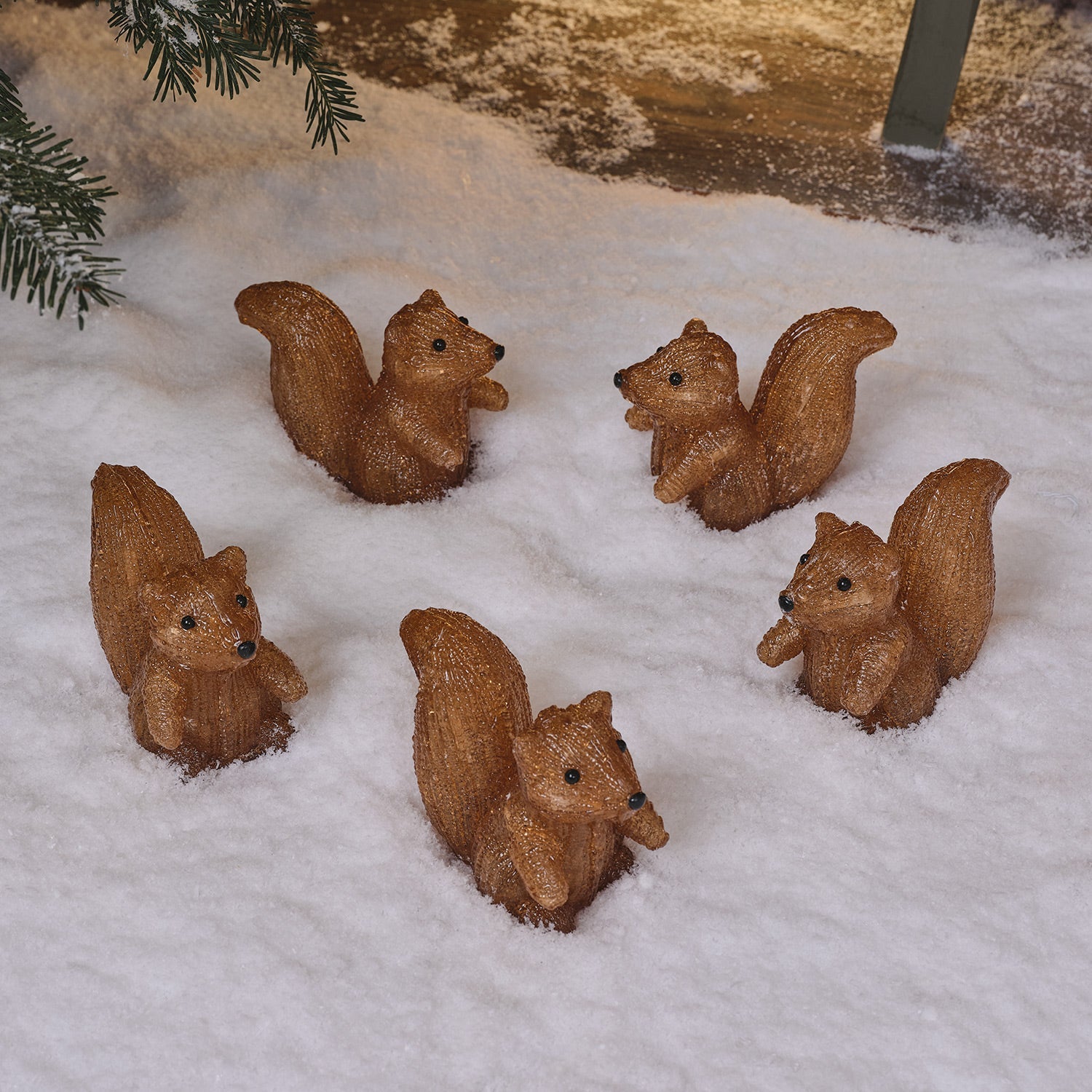 5 Acrylic Squirrel LED Christmas Figures